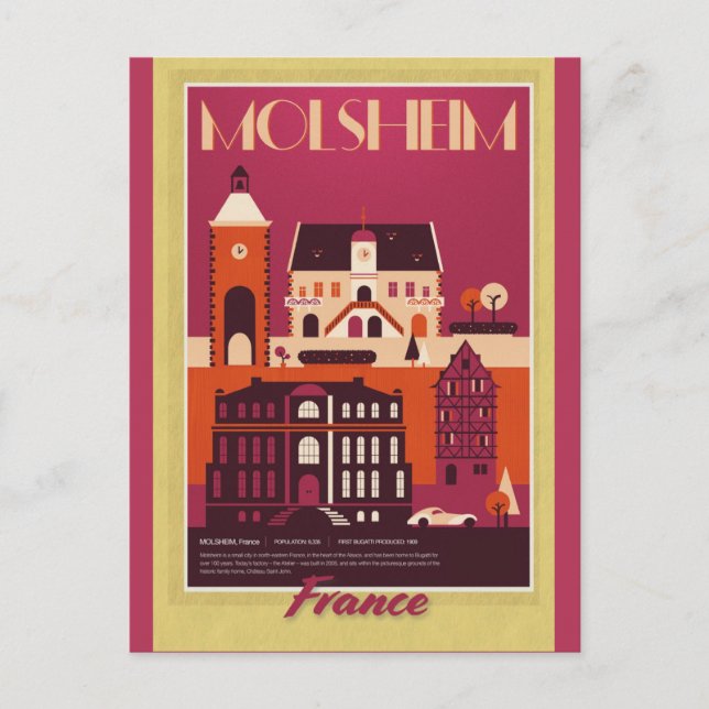 France French Vintage Travel Poster Postcard (Front)