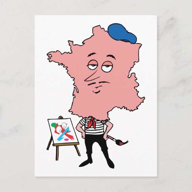 France French Vintage Travel Souvenir Caricature Postcard (Front)