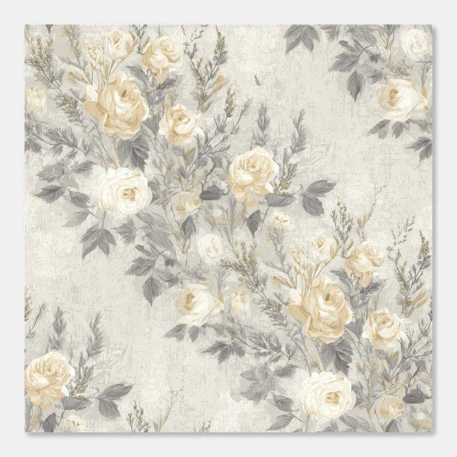 France Grey Floral Wallpaper (Front)