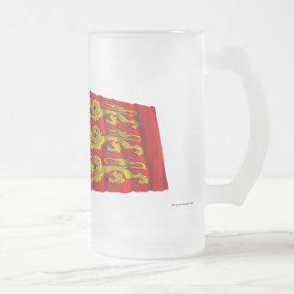 France & Haute-Normandie waving flags Frosted Glass Beer Mug