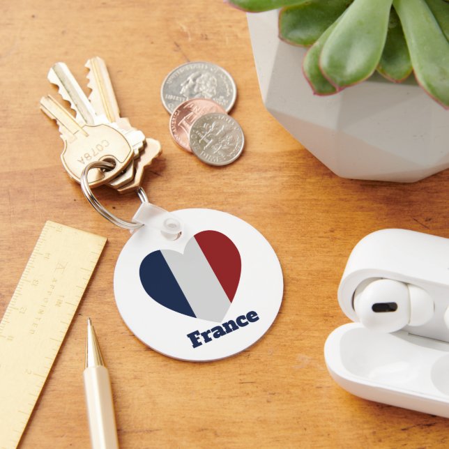 France Heart Flag  Key Ring (Desk)