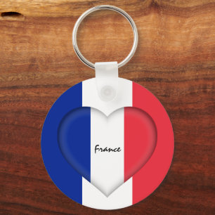 France & Heart, French Flag fashion / sports Key Ring