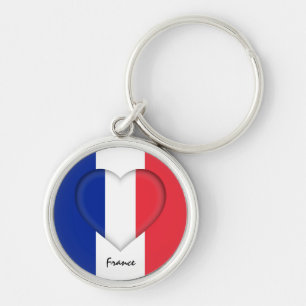 France & Heart,  French Flag fashion /sports Key Ring