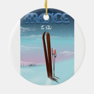 France 'ice' ski sports vacation poster ceramic tree decoration