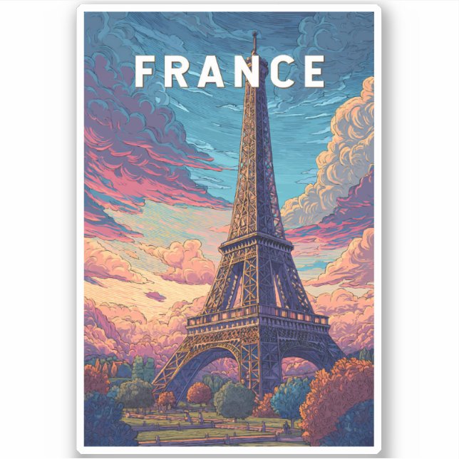 France Illustration Travel Art Vintage (Front)