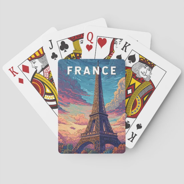 France Illustration Travel Art Vintage Playing Cards (Back)