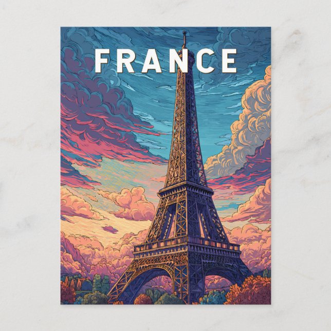 France Illustration Travel Art Vintage Postcard (Front)