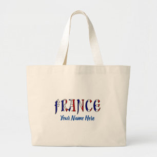 France in French Flag Colours Personalised  Large Tote Bag