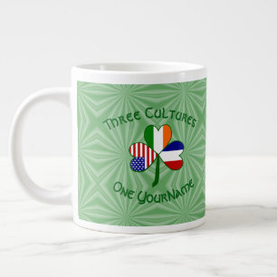 France Ireland USA Shamrock Flag Personalised  Large Coffee Mug