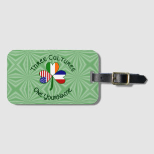 France Ireland USA Shamrock Flag Personalised Luggage Tag