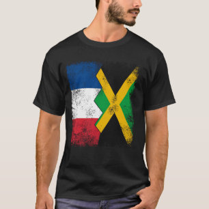France Jamaica Flags Half Jamaican French Roots V T-Shirt