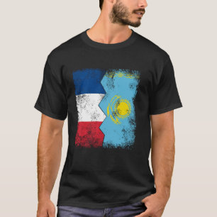 France Kazakhstan Flags Half KAZAKH French Roots T-Shirt