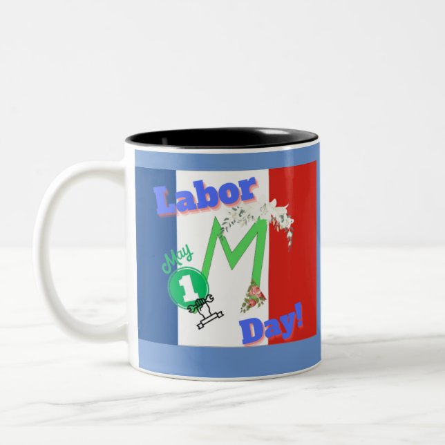 France Labour Day Theme Design Two-Tone Coffee Mug (Left)