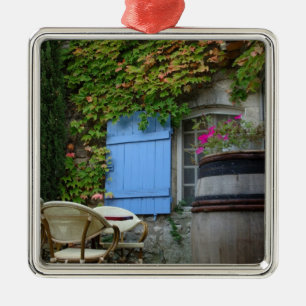 France, Les Baux de Provence, café patio Metal Tree Decoration