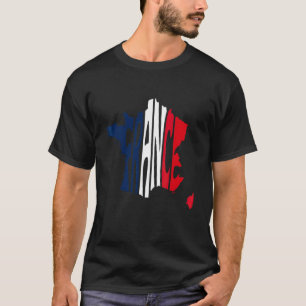 France Lettering In Map With French Flag  Support  T-Shirt