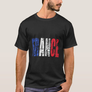 France Letters - French Flag Distressed T-Shirt