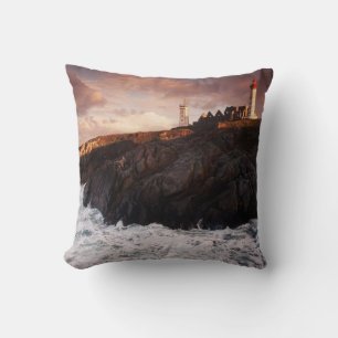 France, lighthouse at dawn cushion