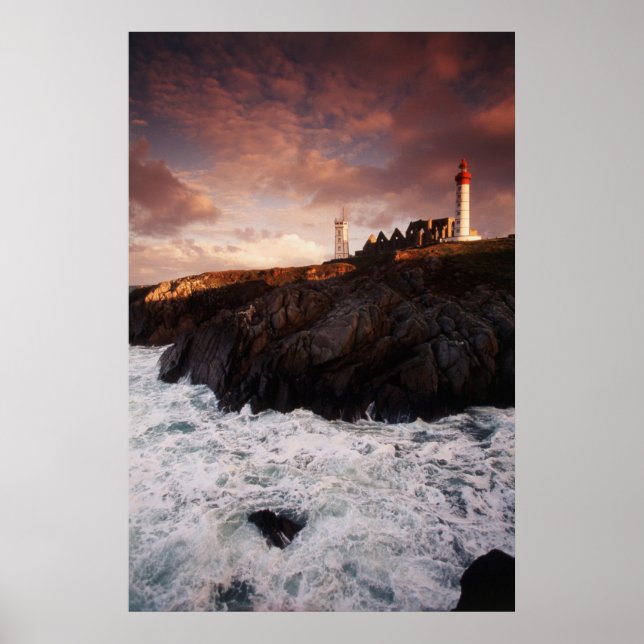 France, lighthouse at dawn poster (Front)