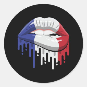 France lips pride root flag classic round sticker
