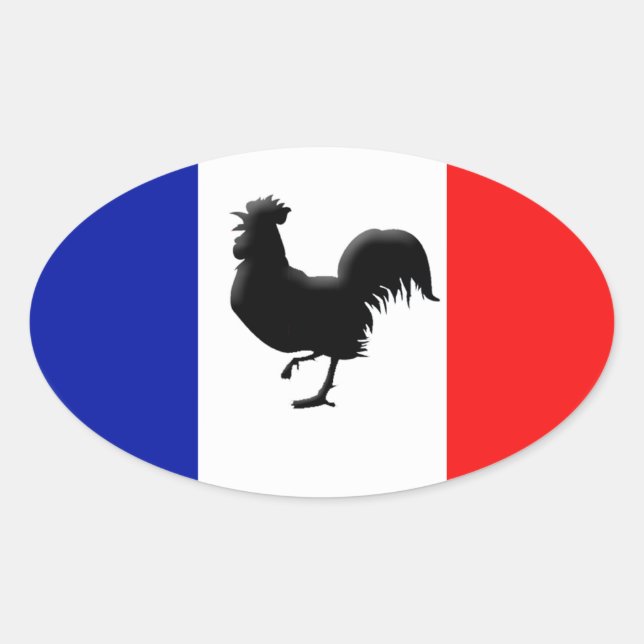 France love coq flags oval sticker (Front)