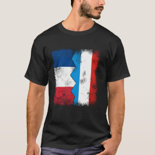 France Luxembourg Flags Half Luxembourgin French R T-Shirt
