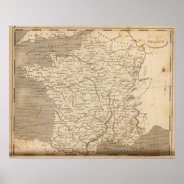 France Map by Arrowsmith Poster (Front)