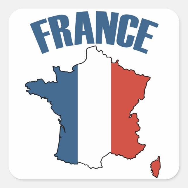 France Map - French Flag Square Sticker (Front)