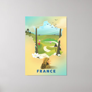 France map vintage travel poster canvas print