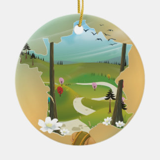 France map vintage travel poster ceramic tree decoration