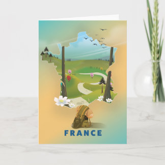 France map vintage travel poster holiday card