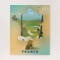 France map vintage travel poster