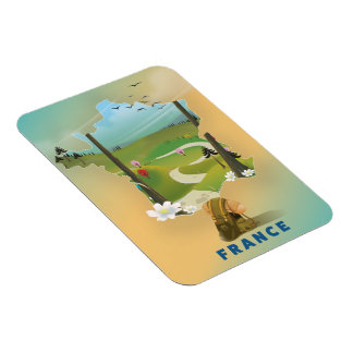 France map vintage travel poster magnet