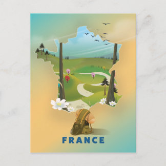France map vintage travel poster postcard