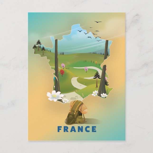 France map vintage travel poster postcard (Front)