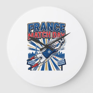 France Match Day Skeleton Striker Nations High Ene Large Clock