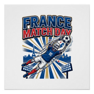 France Match Day Skeleton Striker Nations High Ene Poster