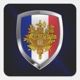 France Metallic Emblem Square Sticker