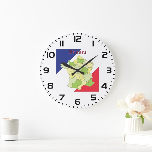 France National Colours And Map Large Clock (Creator Uploaded)