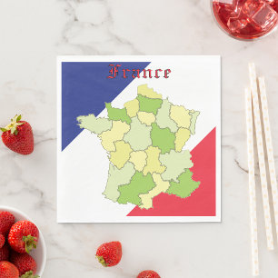 France National Colours And Map Napkin