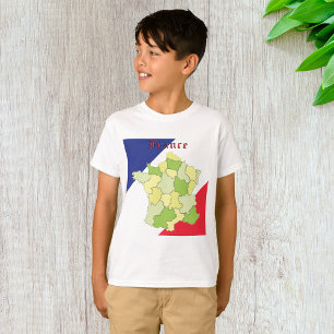 France National Colours And Map T-Shirt