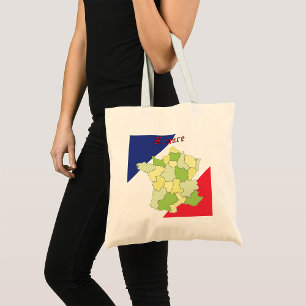 France National Colours And Map Tote Bag