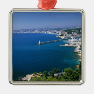 France, Nice, aerial view of the port Metal Tree Decoration