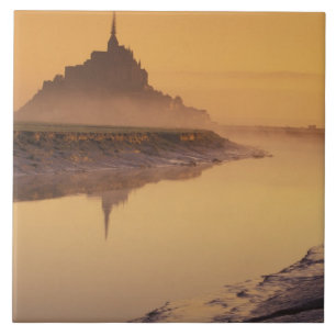 FRANCE, Normandy Mont St. Michel. Morning Light Tile