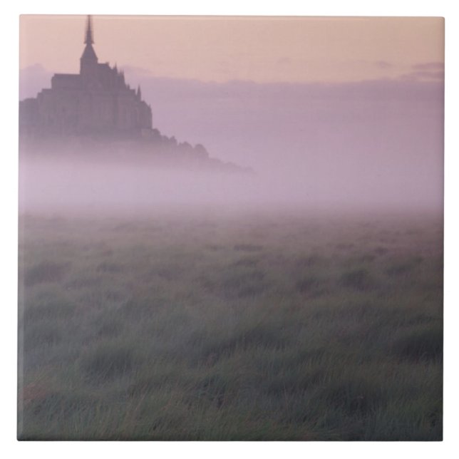 FRANCE, Normandy Mont St. Michel. Morning Mist Tile (Front)