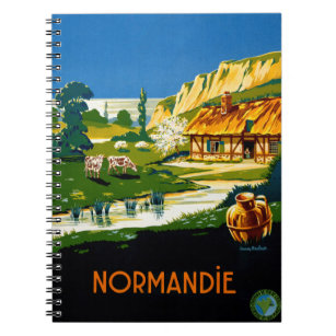 France Normandy Vintage Travel Poster Restored Notebook