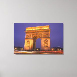 France, Paris, Arc de Triomphe at dusk. Canvas Print