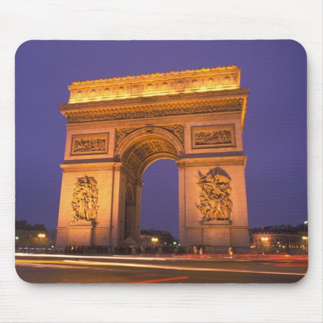 France, Paris, Arc de Triomphe at dusk. Mouse Mat (Front)