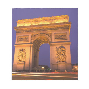 France, Paris, Arc de Triomphe at dusk. Notepad