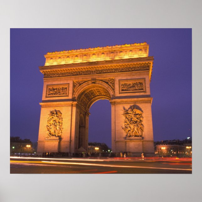 France, Paris, Arc de Triomphe at dusk. Poster (Front)