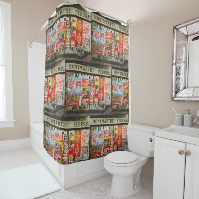 France Paris Cityscape Montmartre Fleurs Area Shower Curtain (In Situ)